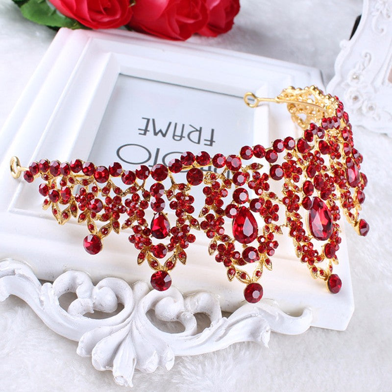 Corona Tiara da Sposa Vintage Rossa