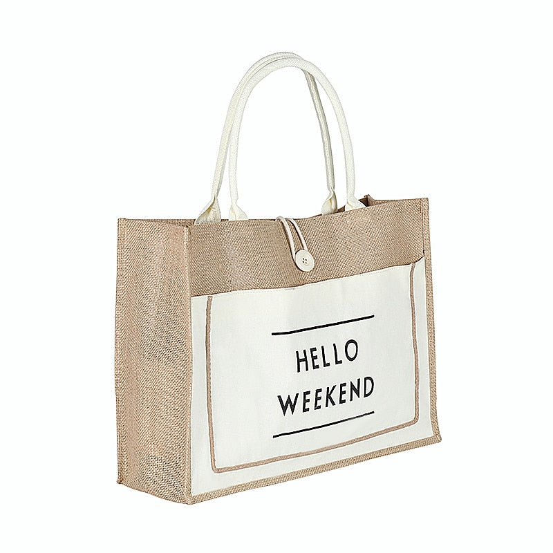 Borsa Shopping da Donna in Lino Multicolore