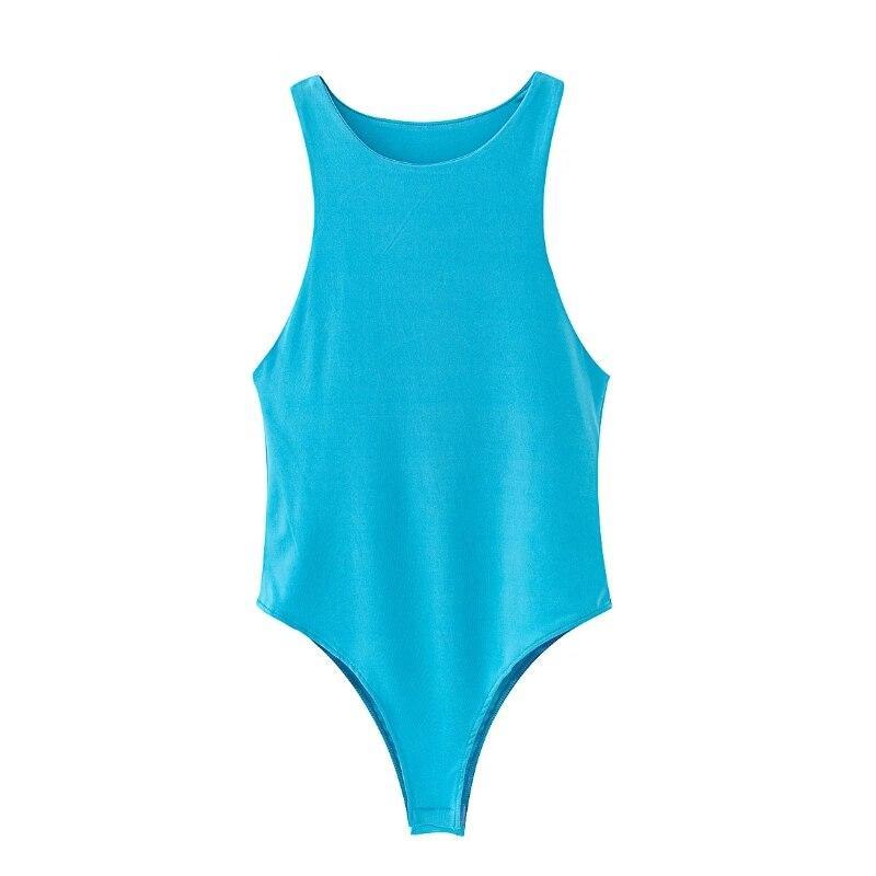 Body Senza Maniche Tinta Unita Stile Minimalista da Donna