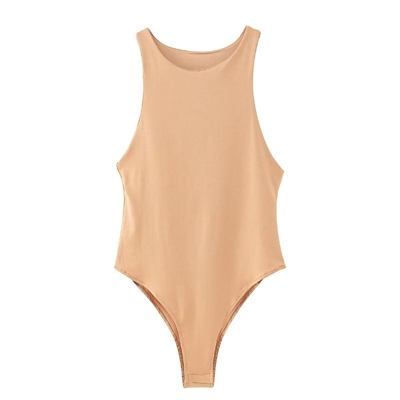 Body Senza Maniche Tinta Unita Stile Minimalista da Donna