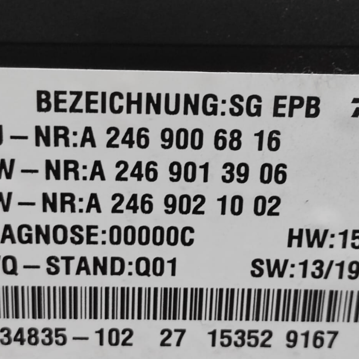 Centralina freno di stazionamento mercedes classe a w176 cod: a2469006816 (2012-2018)