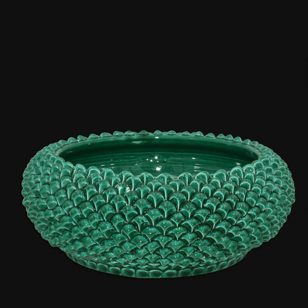 Centrotavola a Pigna in Ceramica di Caltagirone Ø 25/33 cm - Verde Smeraldo