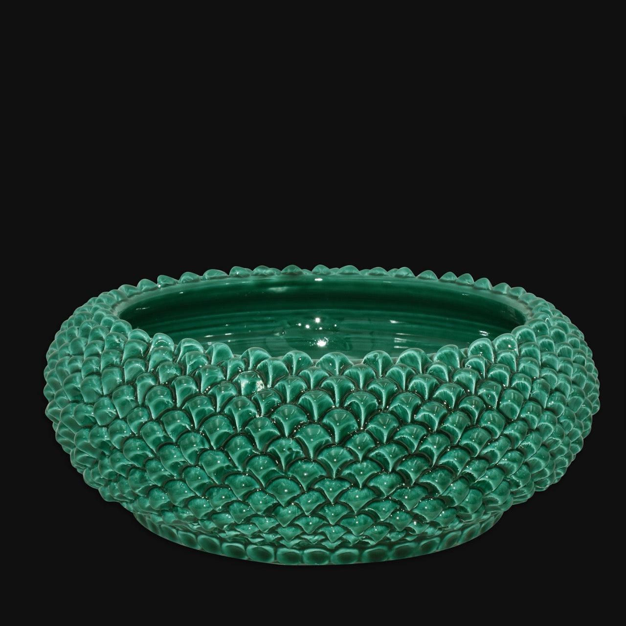 Centrotavola a Pigna in Ceramica di Caltagirone Ø 25/33 cm - Verde Smeraldo
