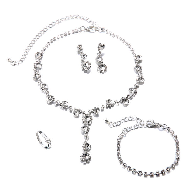 Set di Gioielli da Sposa in Argento e Cristallo
