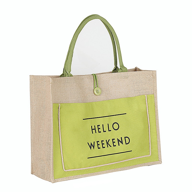 Borsa Shopping da Donna in Lino Multicolore