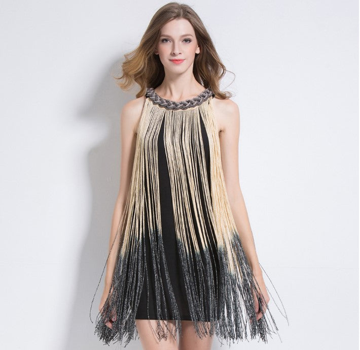 Miniabito con Frange Sfumate da Donna