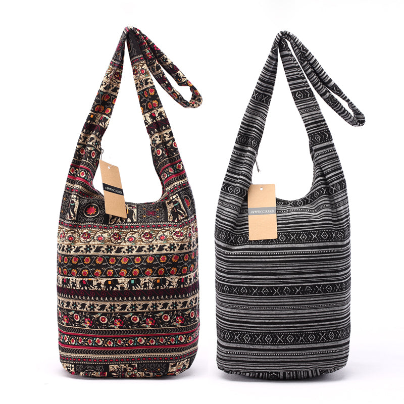 Borsa a Spalla Bohémien Vintage in Cotone da Donna