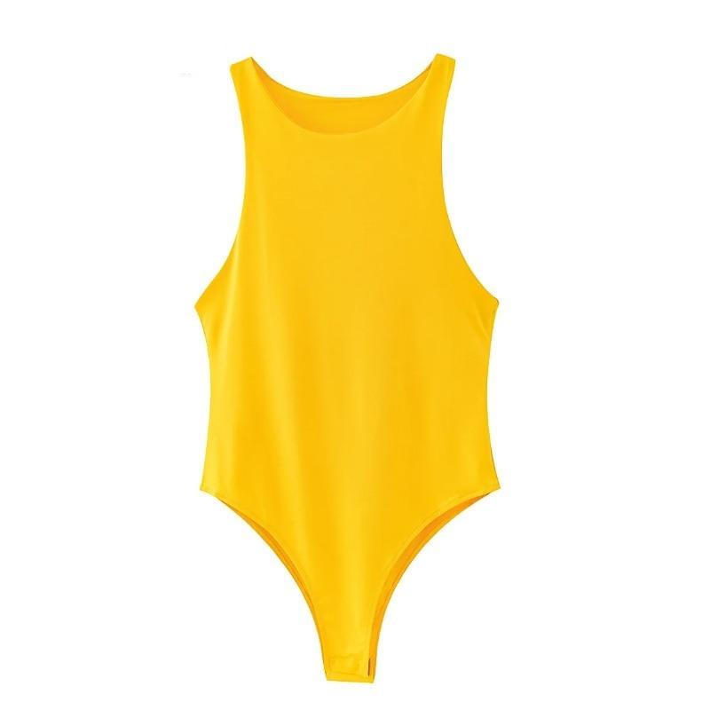 Body Senza Maniche Tinta Unita Stile Minimalista da Donna