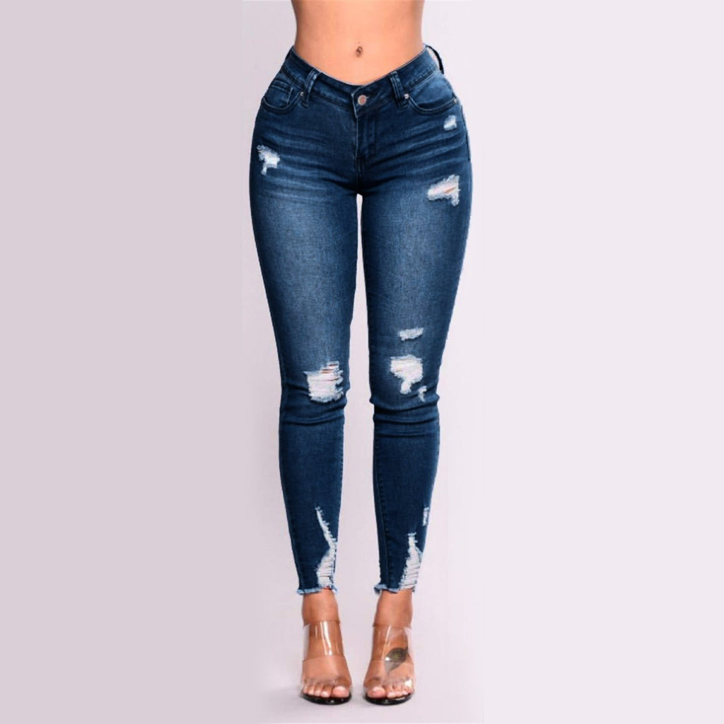 Jeans Skinny Strappati Effetto Push-Up