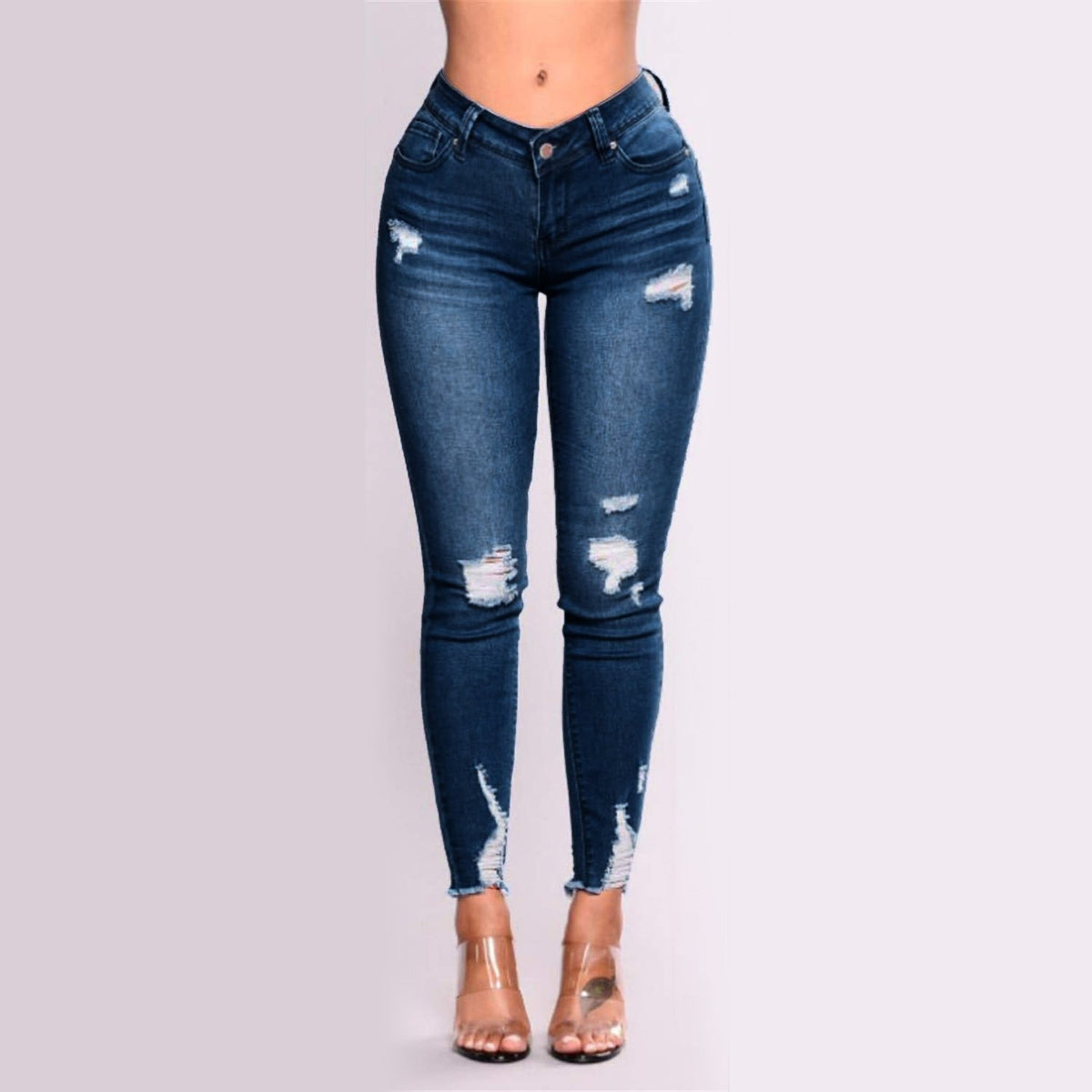 Jeans Skinny Strappati Effetto Push-Up