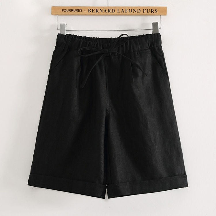 Pantaloncini a Gamba Larga Vita Alta Elastica da Donna