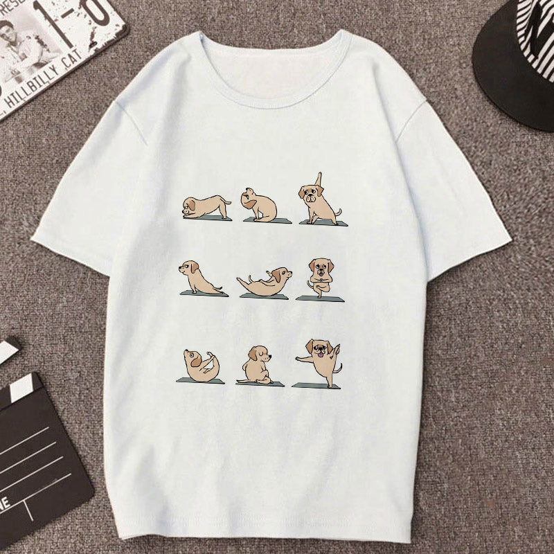 T-Shirt con Stampa di Cuccioli
