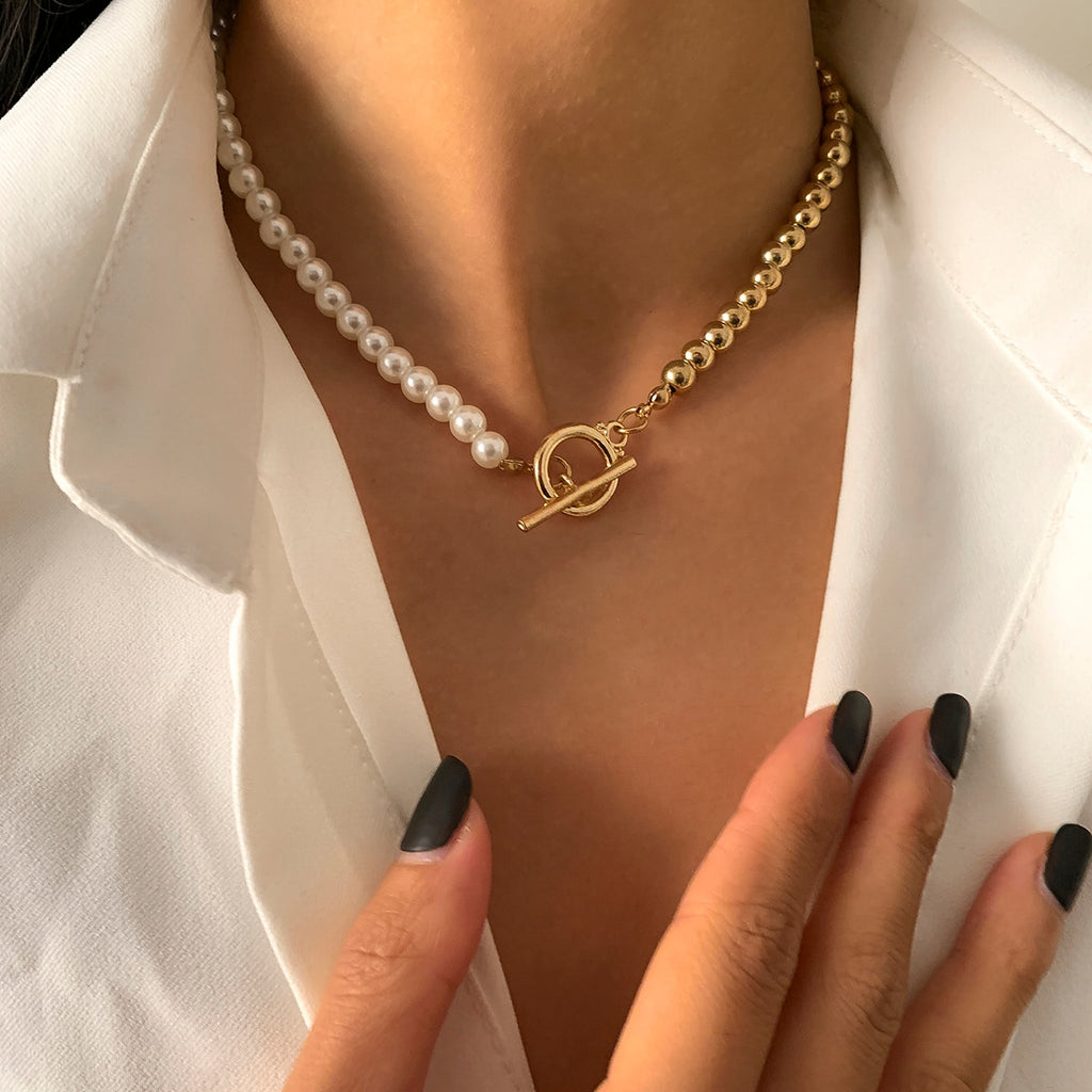 Collana a Catena con Perle Barocche da Donna