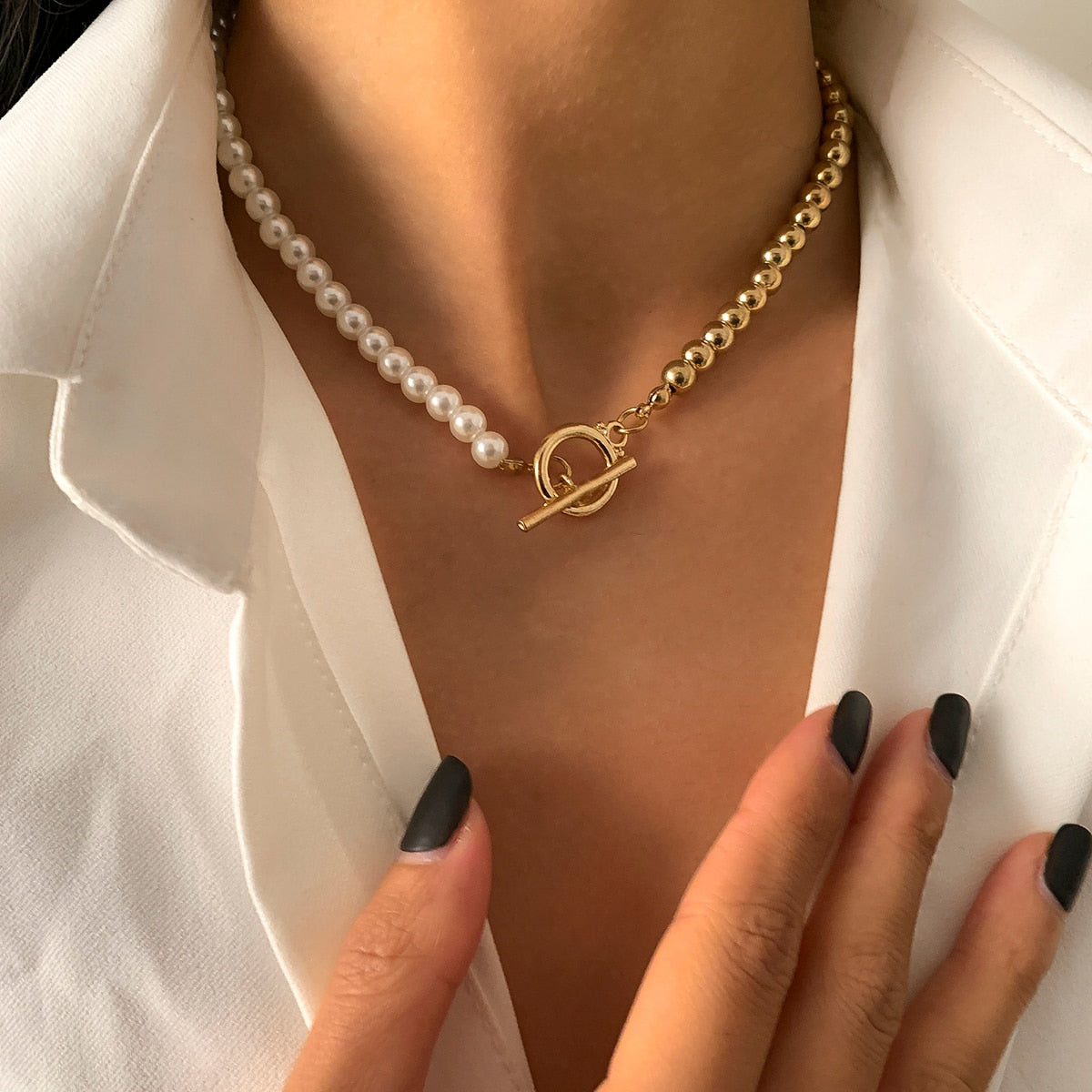 Collana a Catena con Perle Barocche da Donna
