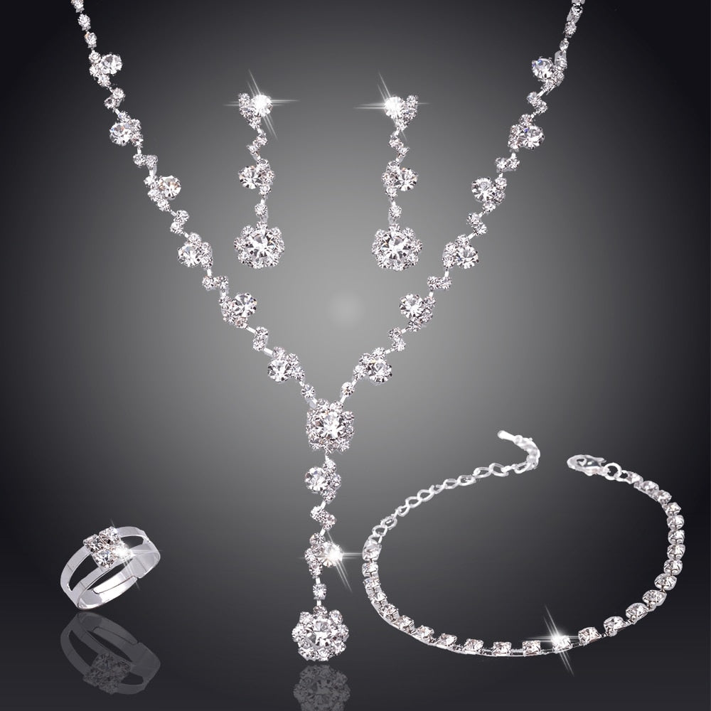 Set di Gioielli da Sposa in Argento e Cristallo