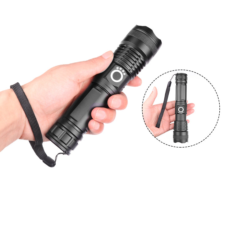 Potente Torcia LED Nera con Zoom