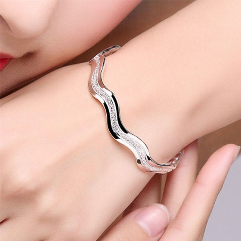 Bracciale in Argento Sterling a Forma di Onda