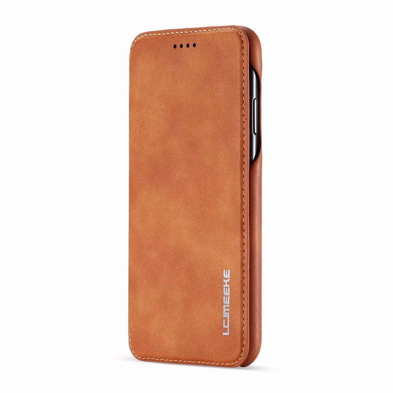 Cover Flip Casual Tinta Unita per iPhone