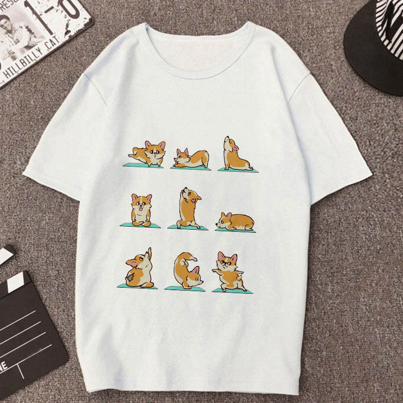 T-Shirt con Stampa di Cuccioli