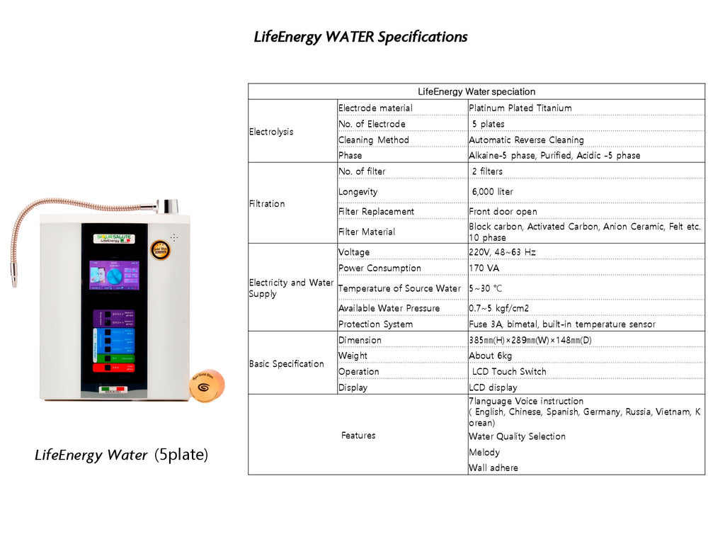 Purificatore e Ionizzatore d'Acqua LifeEnergy WATER