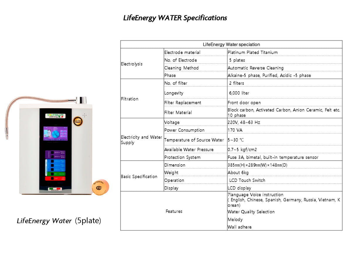 Purificatore e Ionizzatore d'Acqua LifeEnergy WATER