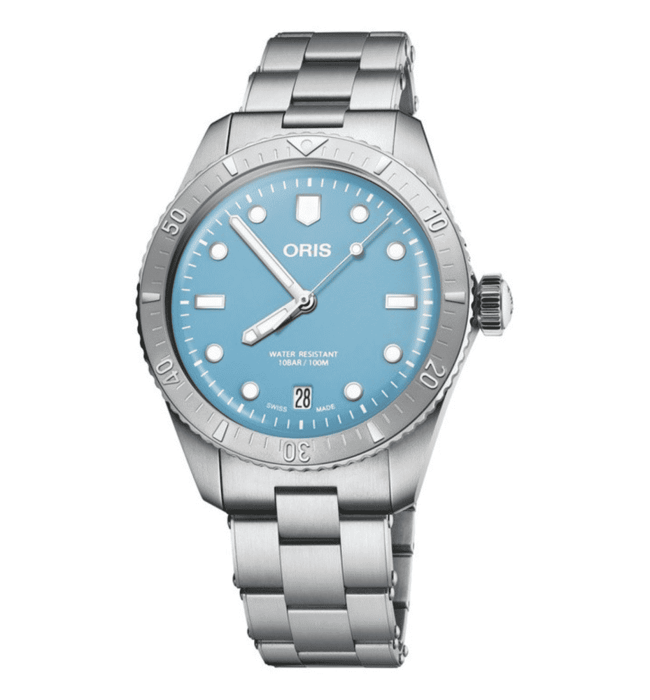 Oris Divers Sixty-Five Cotton Candy Uomo Unisex Swiss Made 38 mm Quadrante Blu Cassa Acciaio Bracciale Acciaio Vetro Zaffiro Antiriflesso Automatico Calibro 733-1 Data Riserva 41 Ore Diver 100m Ref. 01 733 7771 4055-07 8 19 18 Full Set