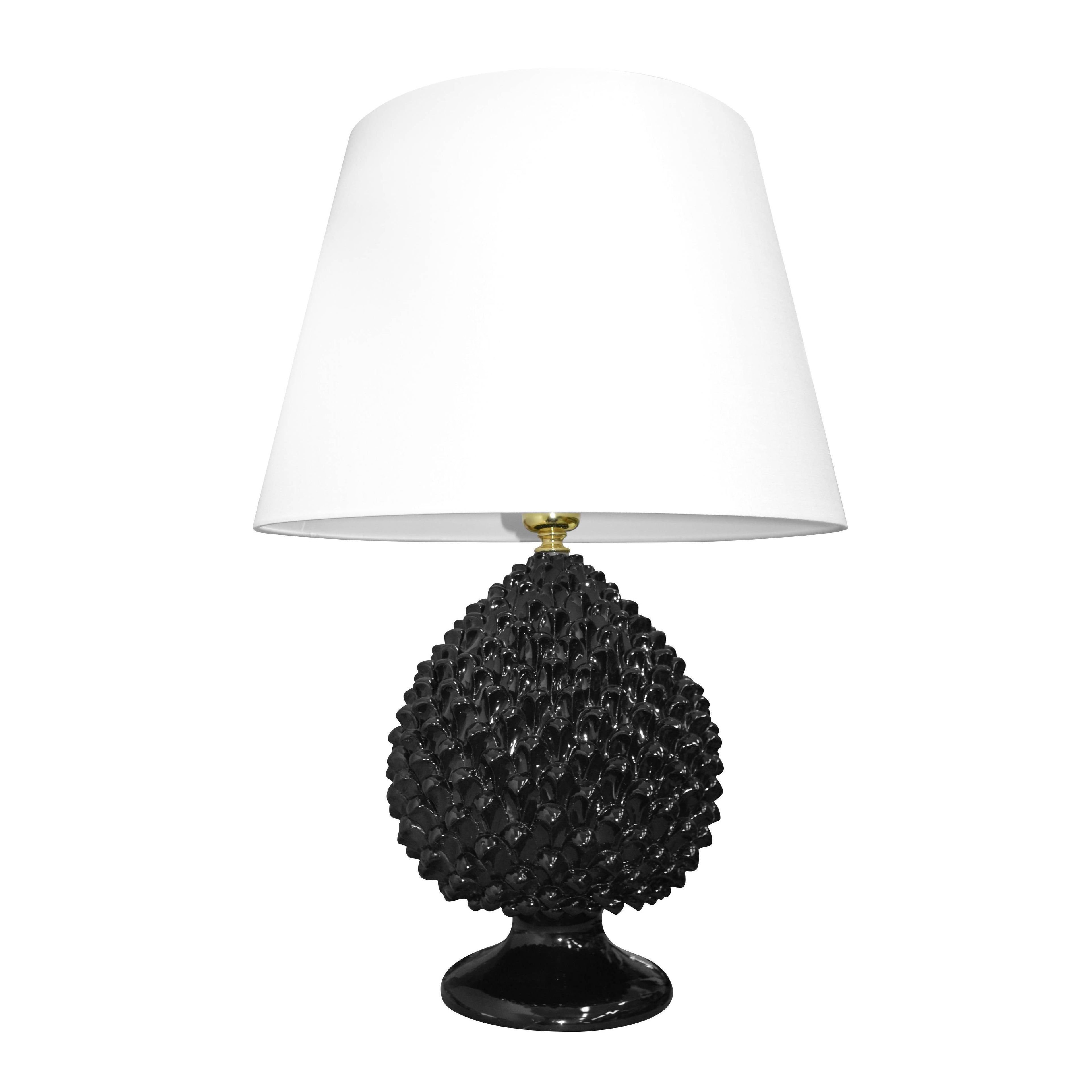 Lume Pigna in Ceramica di Caltagirone - Black Line
