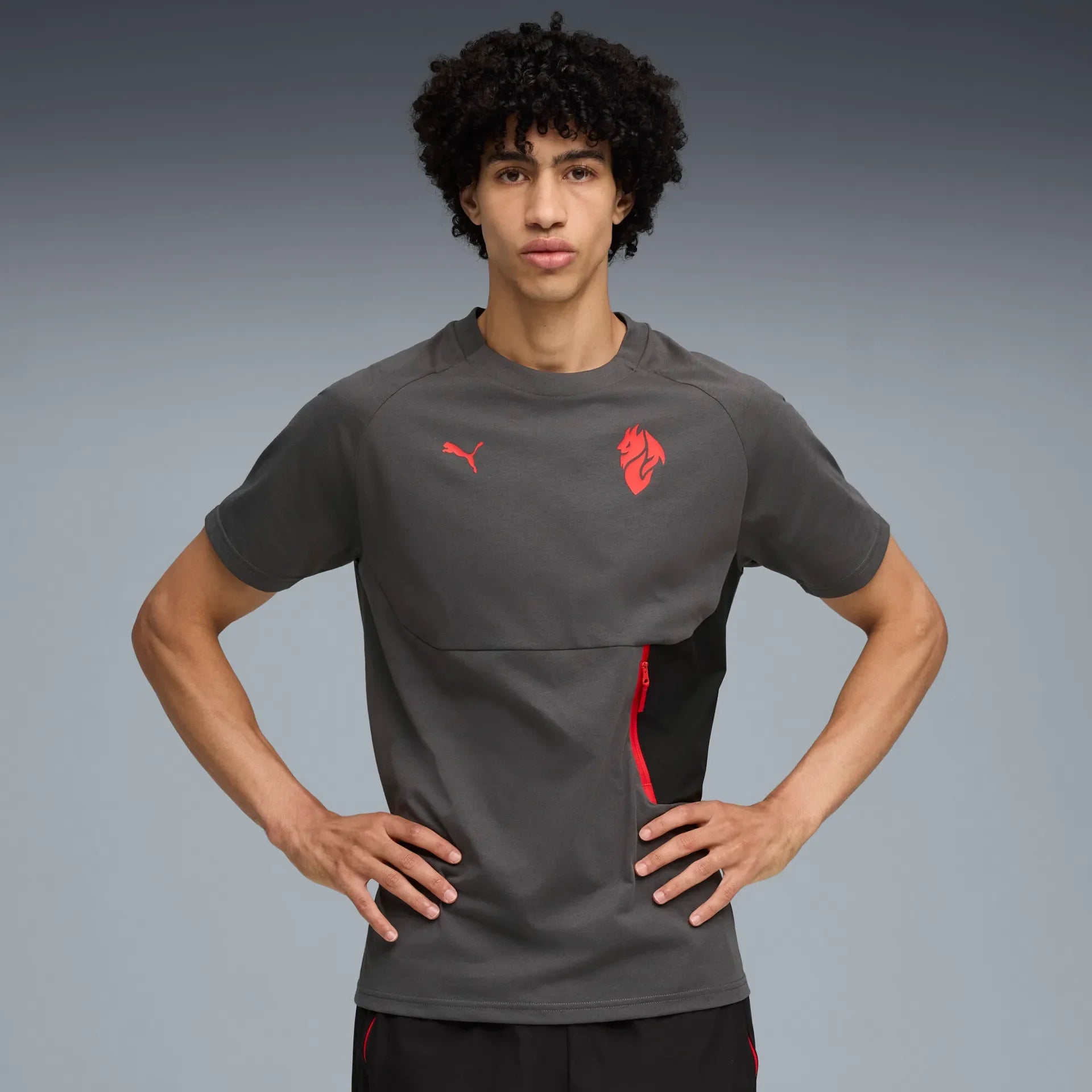 Puma Maglia Calcio Casual Pumatech Pocket Tee Milan Grigio ACM 2025/2026