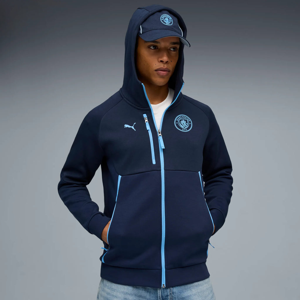 Felpa Calcio Puma PUMATECH FZ Full Zip Hoodie Manchester City Blu 2025/2026