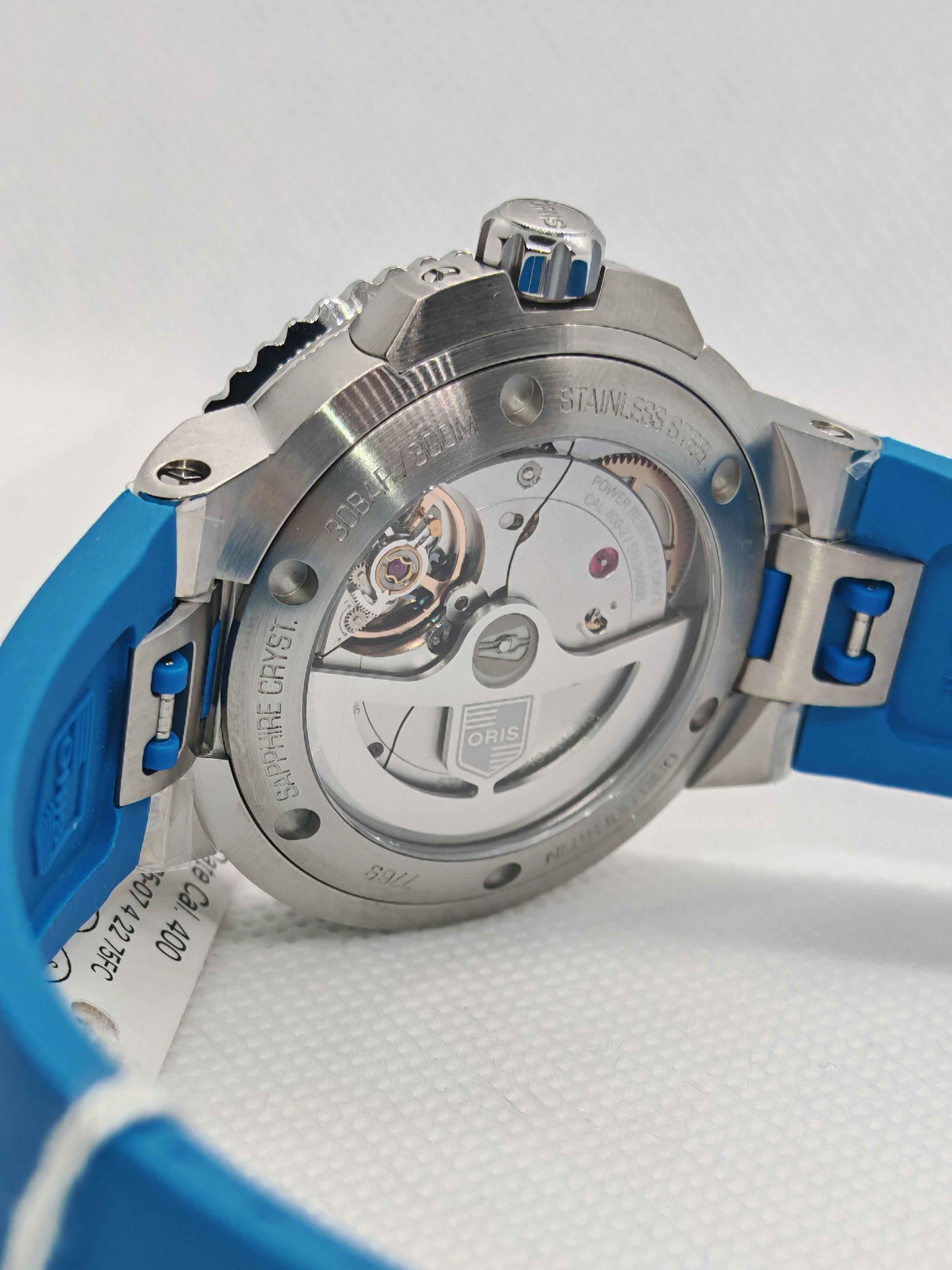 Oris Aquis Date Calibre 400 Uomo Swiss Made 41,5 mm Quadrante Blu Acciaio Cinturino Caucciù Blu Vetro Zaffiro Antiriflesso Automatico Calibro 400 Data Riserva 120 Ore Diver 300m Ref. 01 400 7769 4125-07 4 22 75FC Full Set